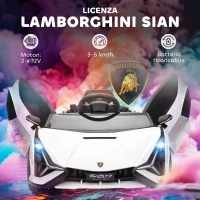 HOMCOM Macchina Elettrica per Bambini 3-5 Anni Lamborghini 12V con Telecomando e Velocità 3-5km/h, Bianco(m-4)