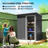 Outsunny 5 x 3ft Garden Storage Shed with Sliding Door and Sloped Roof Outdoor Equipment Tool, Black(m-4)