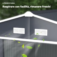 Outsunny Casetta da Giardino con 2 Porte Scorrevoli e 4 Prese d'Aria, in Acciaio, 322x277x192 cm, Grigio(m-8)