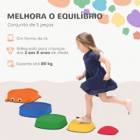 AIYAPLAY Conjunto de Pedras de Equilíbrio Empilháveis para Crianças de 5 Peças com Forma de Rã e Antiderrapantes Multicolor(m-4)