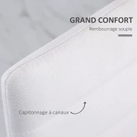 HOMCOM Lot de 4 chaises de salle à manger chaises de cuisine avec dossier haut pieds en métal et tissu en lin 41x50x97cm blanc(m-5)