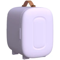 HOMCOM Frigorífico Pequeno de Cosméticos 4L 9V/240V para Arrefecer e Aquecer Mini Frigorífico para Beleza 20,3x26,3x28 cm Roxo(m-10)
