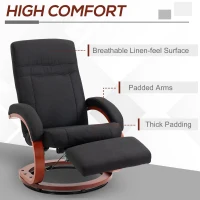 HOMCOM 135° Manual Reclining Swivel Chair, with Footrest - Black(m-7)