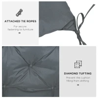 Outsunny 2 Seater Bench Cushion, Garden Chair Cushion with Back and Ties, Indoor and Outdoor Use, 98x100 cm, Dark Grey(m-6)