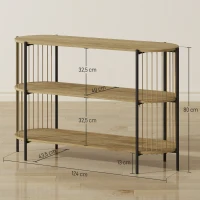 HOMCOM Mesa Consola com Corda de Papel Trançada à Mão Consola de Entrada de 3 Níveis com Estrutura de Aço Estilo Boémio 124x43,5x80 cm Madeira(m-3)