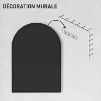 HOMCOM Miroir mural arqué miroir de salle de bain avec cadre en alliage d'aluminium pour chambre salon entrée 50 × 70 cm noir(m-7)