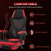 Vinsetto Scaun de Birou Ergonomic și Reclinabil cu Suport pentru Picioare Negru și Roșu(m-4)