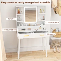 HOMCOM Elegant Dressing Table, with LED Mirror - White(m-5)