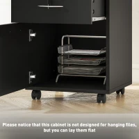 HOMCOM Büroschrank aus Holz mit offenem Regal, Schublade mit Schloss und Schrank, 40x35x60 cm, Schwarz(m-3)