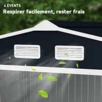 Outsunny Abri de Jardin 4,83 m² Dim. 2,77L x 1,95l x 1,92H m Fondation Incluse Porte coulissante ventilations tôle Acier Gris(m-8)