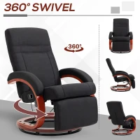 HOMCOM 135° Manual Reclining Swivel Chair, with Footrest - Black(m-6)