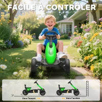 AIYAPLAY Kart à pédales pour enfants, karting enfant de 2 à 5 ans avec roues EVA silencieux, avancer et reculer, vert(m-6)