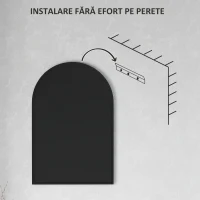 HOMCOM Oglindă de Baie în Formă de Arc și Ramă din Aluminiu, Oglindă Decorativă, 60x3x90 cm, Negru(m-7)