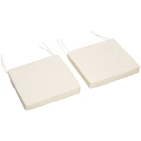 Outsunny Set of 2 Garden Chair Cushions with Ties, 45 x 45 cm Replacement Cushions for Outdoor Furniture, Cream White(m-1)