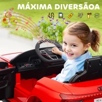 HOMCOM Carro Elétrico AUDI RS E-Tron GT 12V com 2 Motores Controlo Remoto Faróis LED Buzina Música USB 3-5km/h 103x58x41 cm Vermelho(m-8)