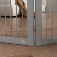 PawHut Barreira de Segurança para Cães Barreira de Segurança para Escadas e Portas Dobrável com Suporte de Pé 154x30x80cm Cinzento(m-8)
