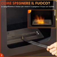 HOMCOM Camino a Bioetanolo da Terra 1.2L con Mensola Superiore, in Acciaio, 50x27x82 cm, Bianco e Nero(m-5)