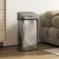 HOMCOM Cubo de Basura Cocina Automático 48 L Sensor Infrarrojo Cierre Automático Antihuellas Acero Inoxidable Plata(m-2)