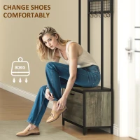 HOMCOM 5-In-1 Industrial-Style Hallway Tree - Grey/Black(m-7)