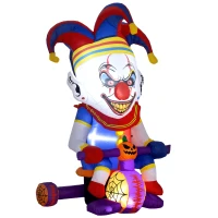 Outsunny 4ft Halloween Inflatable Clown on Bicycle, Blow Up Outdoor Halloween Decoration with 3 Built-in LED Lights for Garden, Party Indoor Outdoor(m-10)