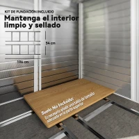 Outsunny Cobertizo de Jardín Exterior 4,4 m² 240x206x198 cm con Base Puerta Corredera y Cerradura Armario para Jardín Teca(m-7)