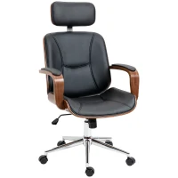 Vinsetto Fauteuil de bureau, chaise de bureau avec appui-tête amovible hauteur réglable et fonction de bascule, 66x65x125cm, noir(m-10)