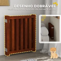 PawHut Barreira de Segurança para Cães Dobrável Barreira para Cães Pequenos com 4 Painéis com Suporte de Pé 205x30x60 cm Madeira(m-6)