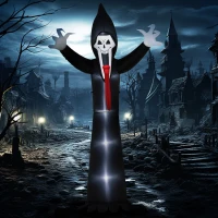 Outsunny 10 FT Grim Reaper Halloween Inflatable with 5 Built-in LED Lights, Blow Up Outdoor Halloween Decoration for Indoor, Outdoor Party(m-8)