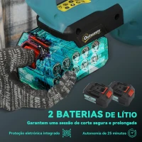 Outsunny Corta Sebes a Bateria 18V Tesoura Aparadora de Sebes Elétrica com 2 Baterias de 4000mAh Comprimento da Lâmina de 51 cm  Azul(m-5)