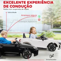 HOMCOM Carro Elétrico AUDI RS E-Tron GT 12V com 2 Motores Controlo Remoto Faróis LED Buzina Música USB 3-5km/h 103x58x41cm Branco(m-7)