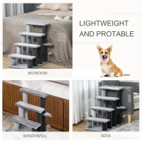 PawHut 4-step Pet Stairs with Scratching Posts, Platforms, Toy Ball, Grey(m-7)