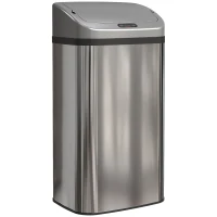 HOMCOM 48 L Poubelle à Capteur pour Cuisine ou Bureau, Fonction de Fermeture Automatique, Acier Inoxydable, Argent(m-7)