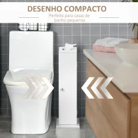 HOMCOM Armário de Casa de Banho Estreito com Orifício para Papel Higiénico e Prateleiras Estilo Moderno 19,5x19,5x65 cm Branco(m-4)