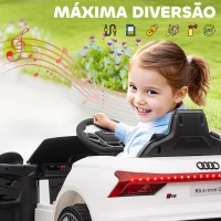 HOMCOM Carro Elétrico AUDI RS E-Tron GT 12V com 2 Motores Controlo Remoto Faróis LED Buzina Música USB 3-5km/h 103x58x41cm Branco(m-8)