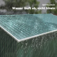 Outsunny Geräteschuppen, Wetterfestes Gartenhaus für Gartengeräte, mit Belüftungsfenstern, Schiebetüren, Stahl, Dunkelgrün(m-7)