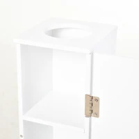 HOMCOM Armário de Casa de Banho Estreito com Orifício para Papel Higiénico e Prateleiras Estilo Moderno 19,5x19,5x65 cm Branco(m-8)