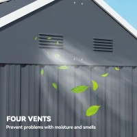 Outsunny 7 x 6ft Galvanised Garden Shed, with Latch - Dark Grey(m-6)