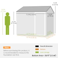 Outsunny 7 x 6ft Galvanised Garden Shed, with Latch - Dark Grey(m-3)