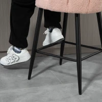 HOMCOM Pack de 2 taburetes de bar, taburetes de bar con respaldo y reposapiés, patas de acero, 52 x 53 x 93 cm, rosa(m-5)