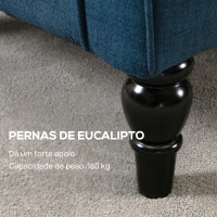 HOMCOM Poltrona de Sala de Estar Poltrona Moderna para Dormitório com Pés de Madeira Poltrona Individual 74x86x102 cm Azul(m-6)