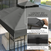 Outsunny 3 x 3 m Ersatzdach für Pavillon, Pavillon-Ersatzplane mit Wasserablauf-Löchern, UPF30+, Sonnenschutz, Dunkelgrau(m-5)