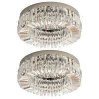 HOMCOM Crystal Ceiling Lights Set of 2, Modern Flush Chandeliers with Stainless Steel Base, Pendant Lights for Living Room Bedroom Dining Room, Silver Tone(m-11)