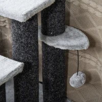 PawHut 4-step Pet Stairs with Scratching Posts, Platforms, Toy Ball, Grey(m-9)