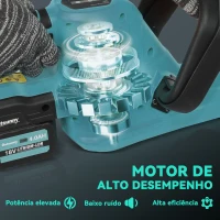 Outsunny Corta Sebes a Bateria 18V Tesoura Aparadora de Sebes Elétrica com 2 Baterias de 4000mAh Comprimento da Lâmina de 51 cm  Azul(m-4)