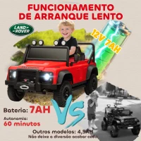 AIYAPLAY Carro Elétrico para Crianças com Licença Land Rover 12V Controlo Remoto Sistema de Suspensão USB MP3 Velocidade Ajustável Faróis 115x61x61 cm Vermelho(m-5)