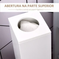 HOMCOM Armário de Casa de Banho Estreito com Orifício para Papel Higiénico e Prateleiras Estilo Moderno 19,5x19,5x65 cm Branco(m-6)