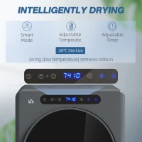 HOMCOM Droogtrommel, 6 Programma's, 40-60℃, 4 kg capaciteit, compact, Touch-bediening, Grijs(m-4)