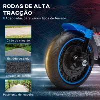 HOMCOM Motocicleta Elétrica para Crianças de 18-36 Meses com Bateria 6V Farol e Rodas Auxiliares Removíveis 76x42x57 cm Azul(m-6)