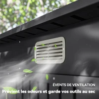 Outsunny Abri de Jardin 2,7 m², Dim. 249 x 121 x 183 cm gants inclus portes doubles verrouillables ventilations tôle acier gris(m-7)