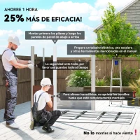 Outsunny Cobertizo de Jardín Exterior 4,4 m² 240x206x198 cm con Base Puerta Corredera y Cerradura Armario para Jardín Teca(m-4)